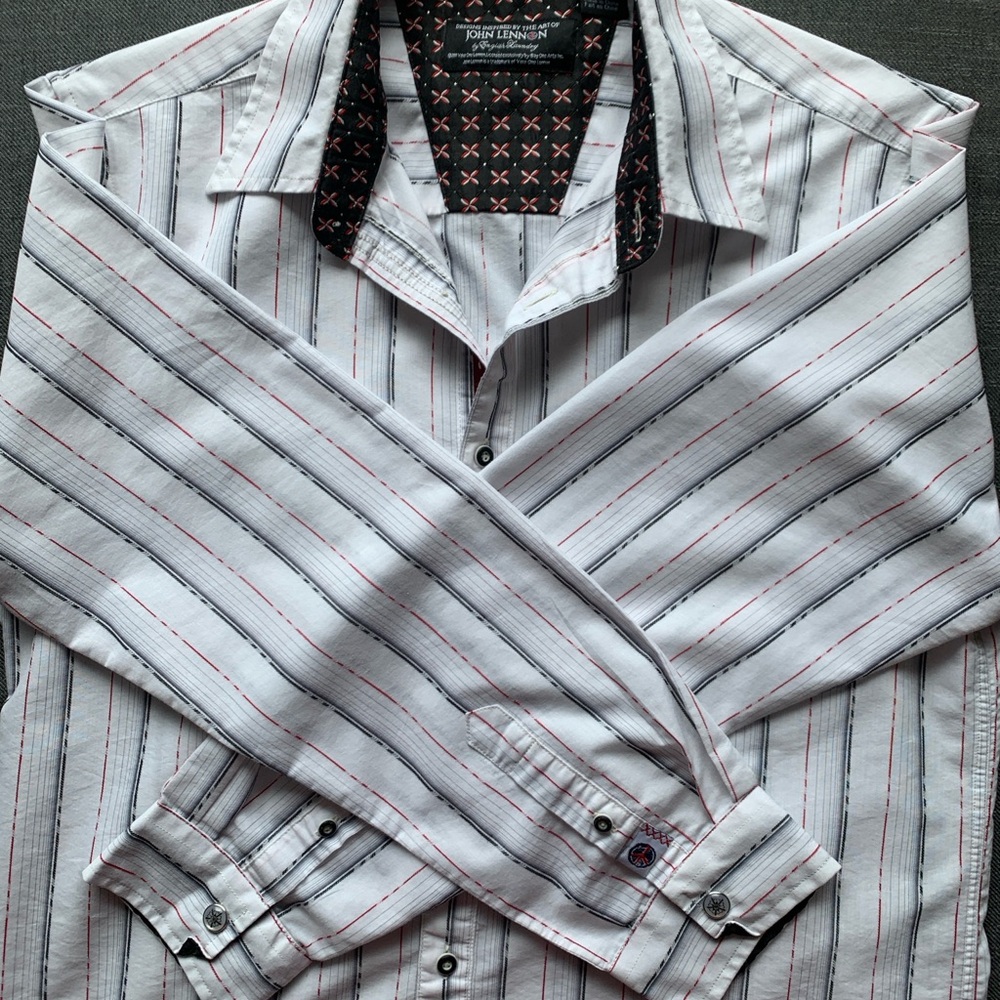 John Lennon by English Laundry - men’s large striped button up